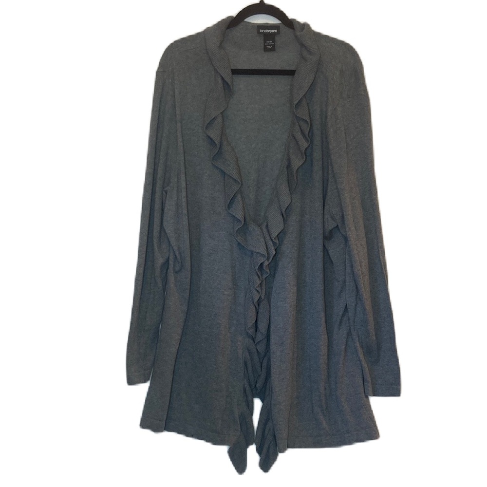Lane Bryant Gray Ruffle Cardigan